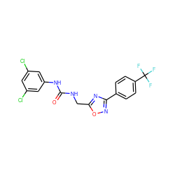 O=C(NCc1nc(-c2ccc(C(F)(F)F)cc2)no1)Nc1cc(Cl)cc(Cl)c1 ZINC000001029301