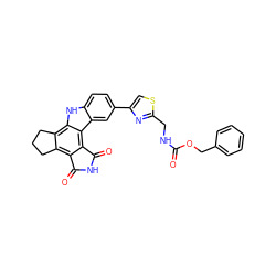 O=C(NCc1nc(-c2ccc3[nH]c4c5c(c6c(c4c3c2)C(=O)NC6=O)CCC5)cs1)OCc1ccccc1 ZINC000028897165