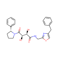 O=C(NCc1nc(Cc2ccccc2)co1)[C@H](O)[C@@H](O)C(=O)N1CCC[C@@H]1c1ccccc1 ZINC000045339027