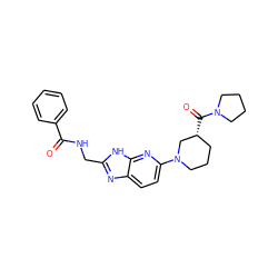 O=C(NCc1nc2ccc(N3CCC[C@@H](C(=O)N4CCCC4)C3)nc2[nH]1)c1ccccc1 ZINC001772615852