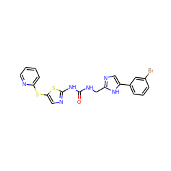 O=C(NCc1ncc(-c2cccc(Br)c2)[nH]1)Nc1ncc(Sc2ccccn2)s1 ZINC000028710348