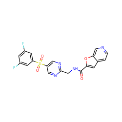 O=C(NCc1ncc(S(=O)(=O)c2cc(F)cc(F)c2)cn1)c1cc2ccncc2o1 ZINC000205974198