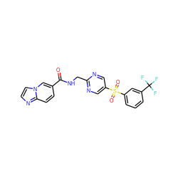 O=C(NCc1ncc(S(=O)(=O)c2cccc(C(F)(F)F)c2)cn1)c1ccc2nccn2c1 ZINC000223402297