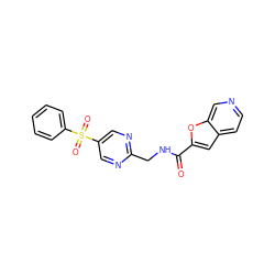 O=C(NCc1ncc(S(=O)(=O)c2ccccc2)cn1)c1cc2ccncc2o1 ZINC000206007695