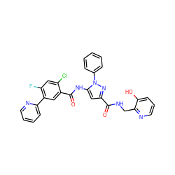 O=C(NCc1ncccc1O)c1cc(NC(=O)c2cc(-c3ccccn3)c(F)cc2Cl)n(-c2ccccc2)n1 ZINC001772601924