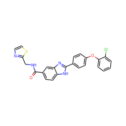 O=C(NCc1nccs1)c1ccc2[nH]c(-c3ccc(Oc4ccccc4Cl)cc3)nc2c1 ZINC000059032253