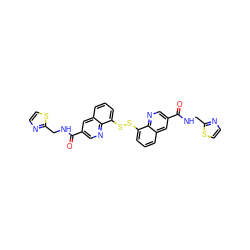 O=C(NCc1nccs1)c1cnc2c(SSc3cccc4cc(C(=O)NCc5nccs5)cnc34)cccc2c1 ZINC001772574939