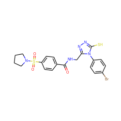 O=C(NCc1nnc(S)n1-c1ccc(Br)cc1)c1ccc(S(=O)(=O)N2CCCC2)cc1 ZINC000017357163