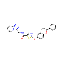 O=C(NCc1nnc2ccccn12)c1cnc(Oc2ccc3c(c2)CC[C@@H](c2ccccc2)O3)s1 ZINC000169710475