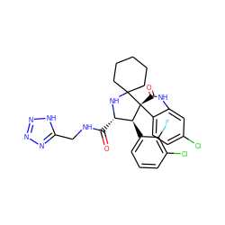 O=C(NCc1nnn[nH]1)[C@@H]1NC2(CCCCC2)[C@@]2(C(=O)Nc3cc(Cl)ccc32)[C@H]1c1cccc(Cl)c1F ZINC000169700260