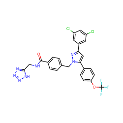 O=C(NCc1nnn[nH]1)c1ccc(Cn2nc(-c3cc(Cl)cc(Cl)c3)cc2-c2ccc(OC(F)(F)F)cc2)cc1 ZINC000066258924