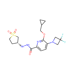 O=C(NN[C@@H]1CCS(=O)(=O)C1)c1ccc(N2CC(F)(F)C2)c(OCC2CC2)n1 ZINC000150058104