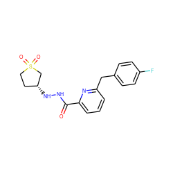 O=C(NN[C@@H]1CCS(=O)(=O)C1)c1cccc(Cc2ccc(F)cc2)n1 ZINC000150281689