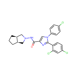 O=C(NN1C[C@H]2CCC[C@H]2C1)c1cn(-c2ccc(Cl)cc2)c(-c2ccc(Cl)cc2Cl)n1 ZINC000036294676