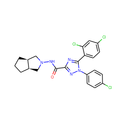 O=C(NN1C[C@H]2CCC[C@H]2C1)c1nc(-c2ccc(Cl)cc2Cl)n(-c2ccc(Cl)cc2)n1 ZINC000036294705