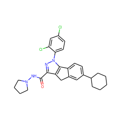 O=C(NN1CCCC1)c1nn(-c2ccc(Cl)cc2Cl)c2c1Cc1cc(C3CCCCC3)ccc1-2 ZINC000653745776