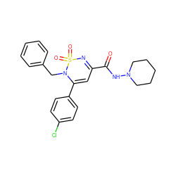 O=C(NN1CCCCC1)C1=NS(=O)(=O)N(Cc2ccccc2)C(c2ccc(Cl)cc2)=C1 ZINC000028876347