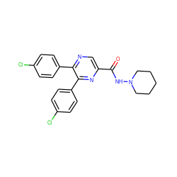 O=C(NN1CCCCC1)c1cnc(-c2ccc(Cl)cc2)c(-c2ccc(Cl)cc2)n1 ZINC000028648875