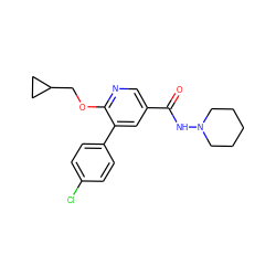 O=C(NN1CCCCC1)c1cnc(OCC2CC2)c(-c2ccc(Cl)cc2)c1 ZINC000103247941