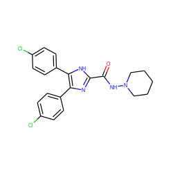 O=C(NN1CCCCC1)c1nc(-c2ccc(Cl)cc2)c(-c2ccc(Cl)cc2)[nH]1 ZINC000028330980