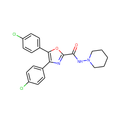 O=C(NN1CCCCC1)c1nc(-c2ccc(Cl)cc2)c(-c2ccc(Cl)cc2)o1 ZINC000028126787