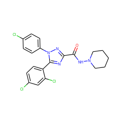 O=C(NN1CCCCC1)c1nc(-c2ccc(Cl)cc2Cl)n(-c2ccc(Cl)cc2)n1 ZINC000013611842