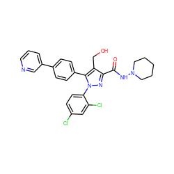 O=C(NN1CCCCC1)c1nn(-c2ccc(Cl)cc2Cl)c(-c2ccc(-c3cccnc3)cc2)c1CO ZINC000003988834