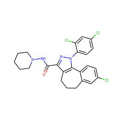 O=C(NN1CCCCC1)c1nn(-c2ccc(Cl)cc2Cl)c2c1CCCc1cc(Cl)ccc1-2 ZINC000003816330