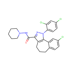 O=C(NN1CCCCC1)c1nn(-c2ccc(Cl)cc2Cl)c2c1CCCc1ccc(Cl)cc1-2 ZINC000013676079