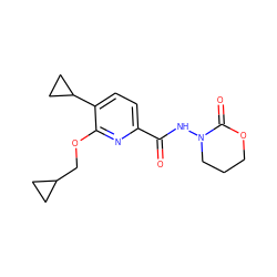 O=C(NN1CCCOC1=O)c1ccc(C2CC2)c(OCC2CC2)n1 ZINC000207742931