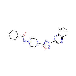 O=C(NN1CCN(c2nc(-c3cnc4ccccc4n3)no2)CC1)C1CCCCC1 ZINC000103298504