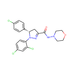 O=C(NN1CCOCC1)C1=NN(c2ccc(Cl)cc2Cl)[C@H](c2ccc(Cl)cc2)C1 ZINC000028866849