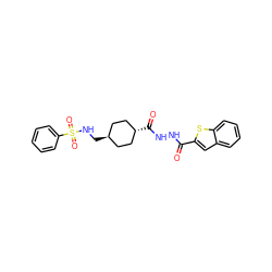 O=C(NNC(=O)[C@H]1CC[C@H](CNS(=O)(=O)c2ccccc2)CC1)c1cc2ccccc2s1 ZINC000253638622