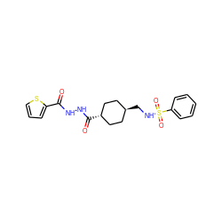 O=C(NNC(=O)[C@H]1CC[C@H](CNS(=O)(=O)c2ccccc2)CC1)c1cccs1 ZINC000261187942