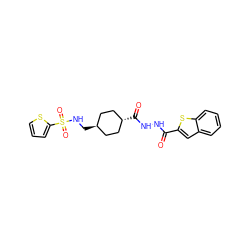 O=C(NNC(=O)[C@H]1CC[C@H](CNS(=O)(=O)c2cccs2)CC1)c1cc2ccccc2s1 ZINC000253638468