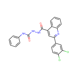 O=C(NNC(=O)c1cc(-c2ccc(Cl)c(Cl)c2)nc2ccccc12)Nc1ccccc1 ZINC000000673035