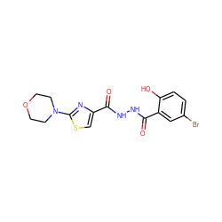 O=C(NNC(=O)c1cc(Br)ccc1O)c1csc(N2CCOCC2)n1 ZINC000016496071