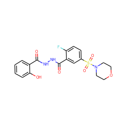 O=C(NNC(=O)c1cc(S(=O)(=O)N2CCOCC2)ccc1F)c1ccccc1O ZINC000061476835