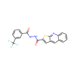 O=C(NNC(=O)c1cc2cc3ccccc3nc2s1)c1cccc(C(F)(F)F)c1 ZINC000001399200