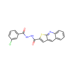 O=C(NNC(=O)c1cc2cc3ccccc3nc2s1)c1cccc(Cl)c1 ZINC000001399199