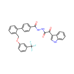 O=C(NNC(=O)c1ccc(-c2ccccc2COc2cccc(C(F)(F)F)c2)cc1)C(=O)c1c[nH]c2ccccc12 ZINC000072173241