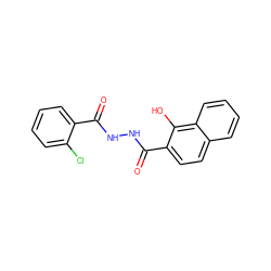 O=C(NNC(=O)c1ccc2ccccc2c1O)c1ccccc1Cl ZINC000000436002