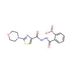 O=C(NNC(=O)c1ccccc1[N+](=O)[O-])c1csc(N2CCOCC2)n1 ZINC000012802492