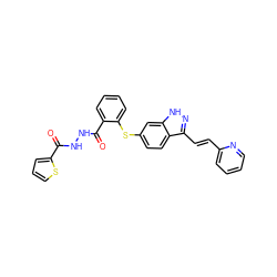 O=C(NNC(=O)c1ccccc1Sc1ccc2c(/C=C/c3ccccn3)n[nH]c2c1)c1cccs1 ZINC000197971508