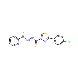 O=C(NNC(=O)c1csc(-c2ccc(Cl)cc2)n1)c1ccccn1 ZINC000017329337