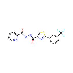 O=C(NNC(=O)c1csc(-c2cccc(C(F)(F)F)c2)n1)c1ccccn1 ZINC000751282366