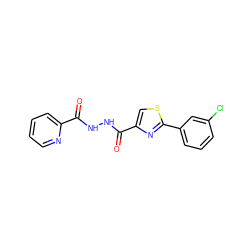 O=C(NNC(=O)c1csc(-c2cccc(Cl)c2)n1)c1ccccn1 ZINC000057807898