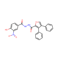 O=C(NNC(=O)c1occ(-c2ccccc2)c1-c1ccccc1)c1ccc(O)c([N+](=O)[O-])c1 ZINC000138714559