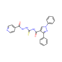 O=C(NNC(=S)NC(=O)c1cn(-c2ccccc2)nc1-c1ccccc1)c1ccncc1 ZINC000003195911