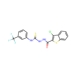 O=C(NNC(=S)Nc1cccc(C(F)(F)F)c1)c1sc2ccccc2c1Cl ZINC000001026713